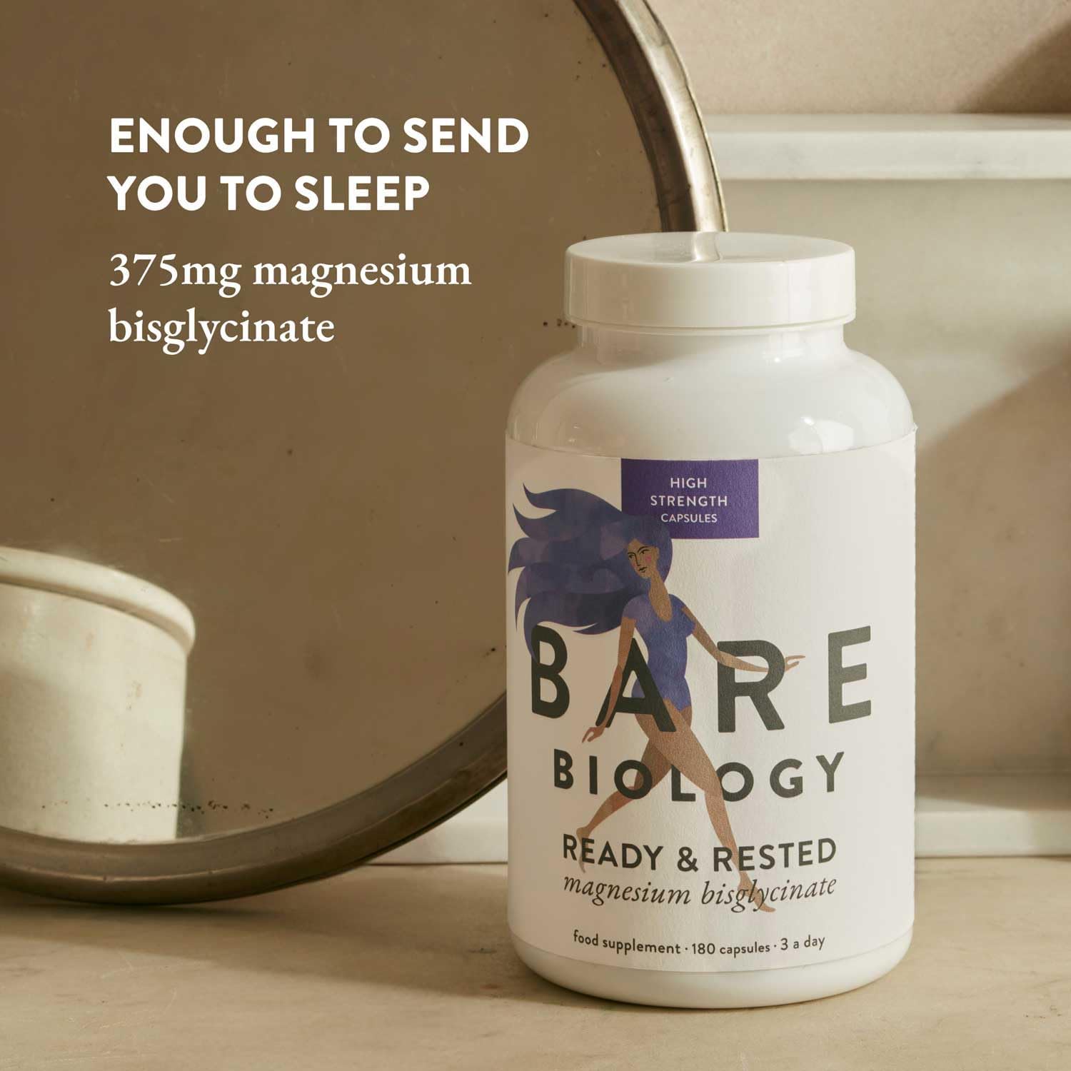 Bare Biology Ready & Rested Magnesium Glycinate Capsules – 375mg Magnesium Bisglycinate