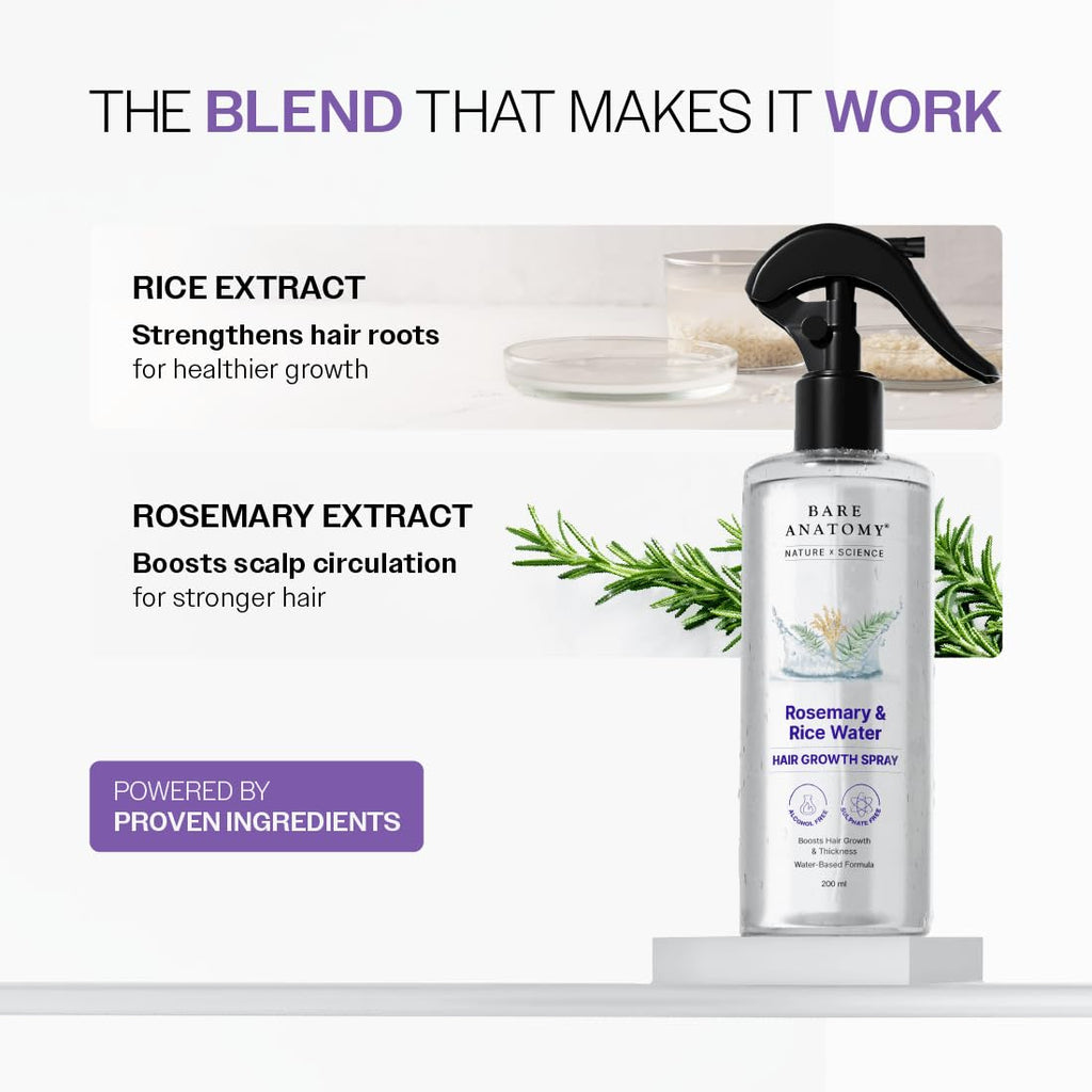 Bare Anatomy Nature x Science Rosemary Water Hair Spray with Rice Water – 200 ml