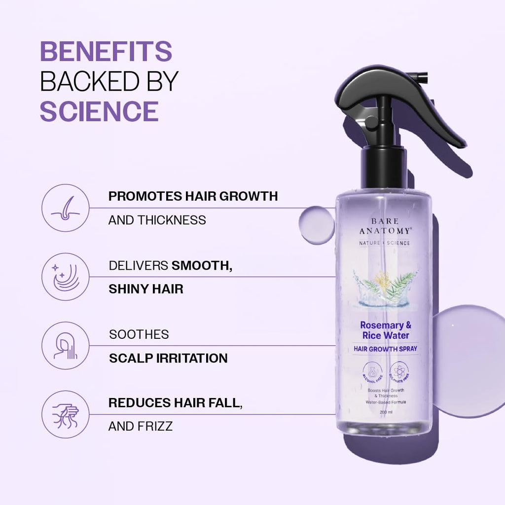Bare Anatomy Nature x Science Rosemary Water Hair Spray with Rice Water – 200 ml