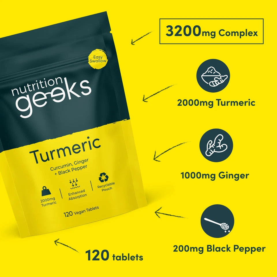 Turmeric Tablets 2000mg + Ginger + Black Pepper – 120 Vegan Tablets